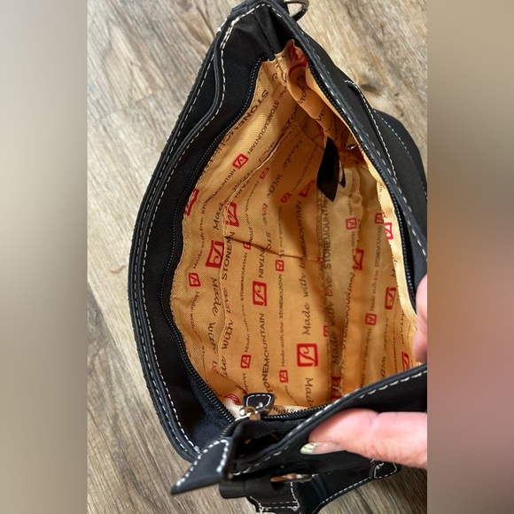 Stone Mountain Accessories Black Crossbody Bag with Embossed Design - Picture 7 of 10